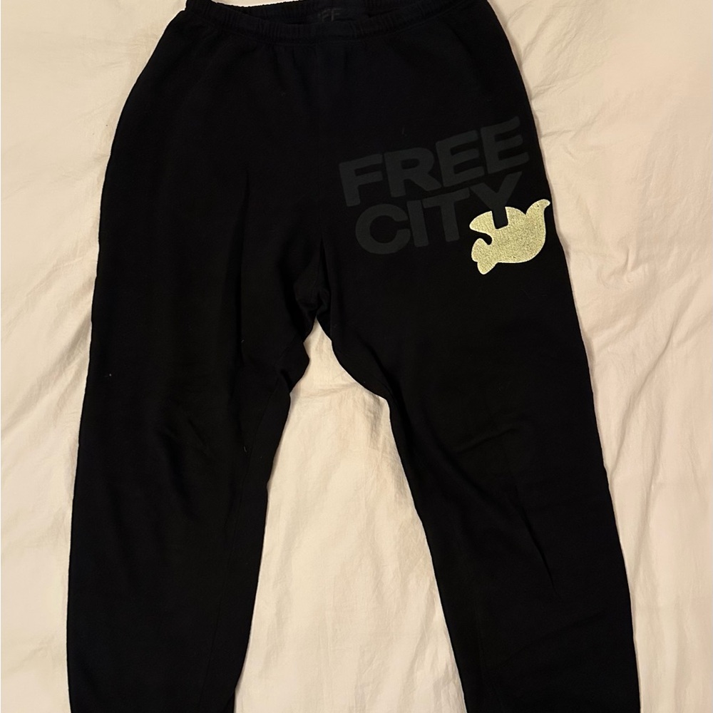 Freecity Black Sweatpants with Gold Logo